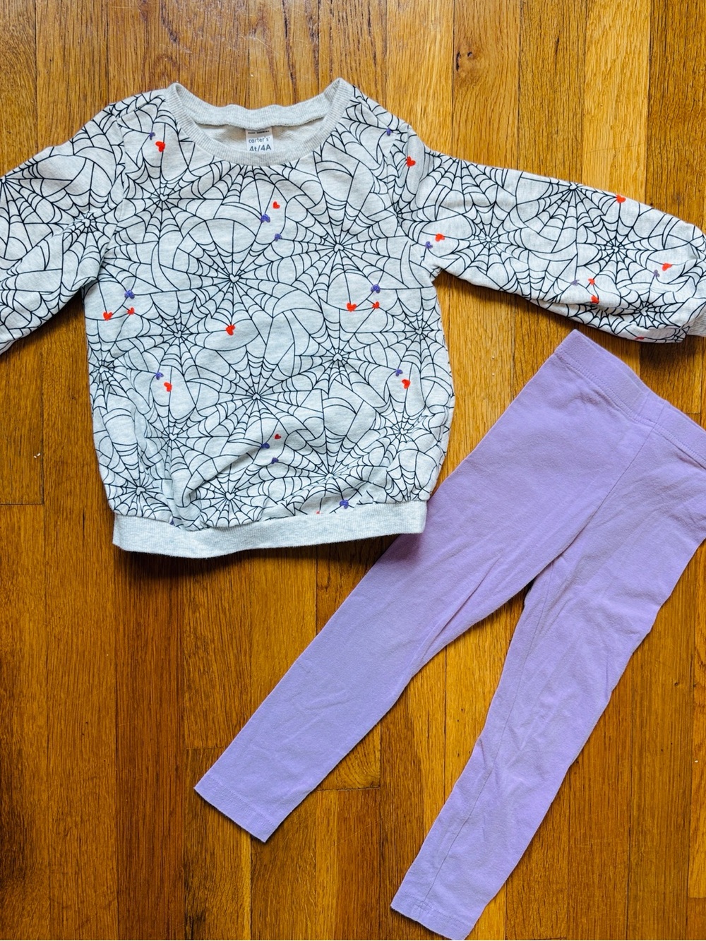 Carters Spiderweb Sweatshirt with Lavender Leggings, 4t toddler girl